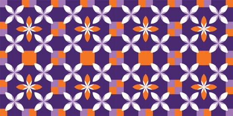 Colorful floral themed batik seamless geometric pattern. Perfect for printing, design and textiles