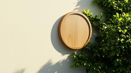 Fototapeta premium Minimalist Round Sign on Ivory Wall. Generative AI