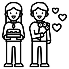 기념일을 축하하는 커플 아이콘