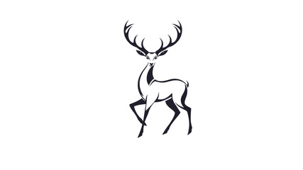 Fototapeta premium Elegant deer logo icon symbol emblem on the white background, Generative AI
