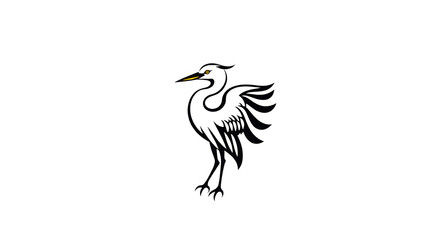 Obraz premium Elegant heron logo design on white background.&nbsp;Generative AI