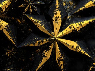 Abstract Star Icon Set Featuring Black and Gold Designs with Modern, Elegant, and Luxurious Styles for Branding, Decorations, and Digital Projects