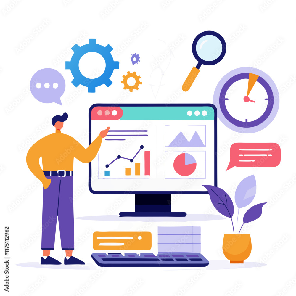 Poster visual representation of data analysis with a focus on metrics and performance monitoring tools