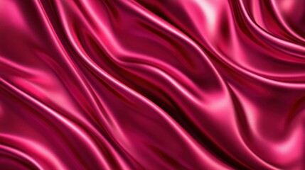 Obraz premium Pink silk satin background with soft, wavy folds and a smooth, shiny texture, perfect for wedding or Valentine Day banners with copy space for design