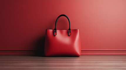 red bag with a minimalist red background