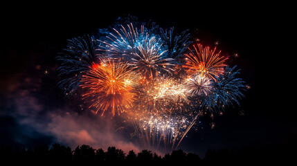 Vibrant night sky filled with colorful fireworks