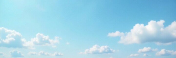 Obraz premium Pale blue sky with soft focus and bokeh effect featuring white fluffy clouds, atmosphere, sky, cloud