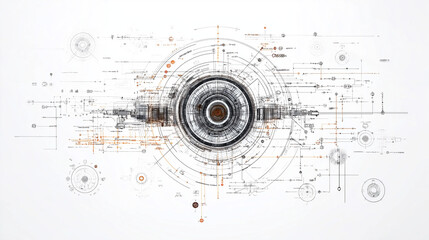 Tech Innovation Abstract: A mesmerizing abstract illustration of technological innovation, featuring intricate circuitry, gears, and a central core.