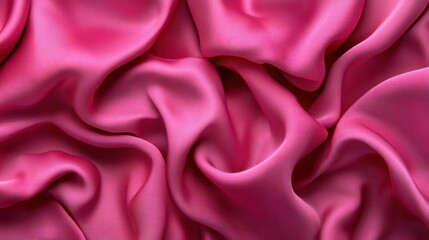 Obraz premium Smooth pink silk satin with wavy folds, creating a luxurious and romantic background for celebration cards or wide web banners