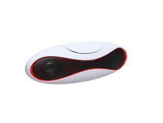 Portable wireless Bluetooth connectivity speaker isolated on white background. 
