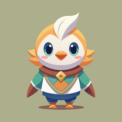 Cute little bird character. ready for adventure.