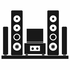 Home Theater Silhouette Vector Art