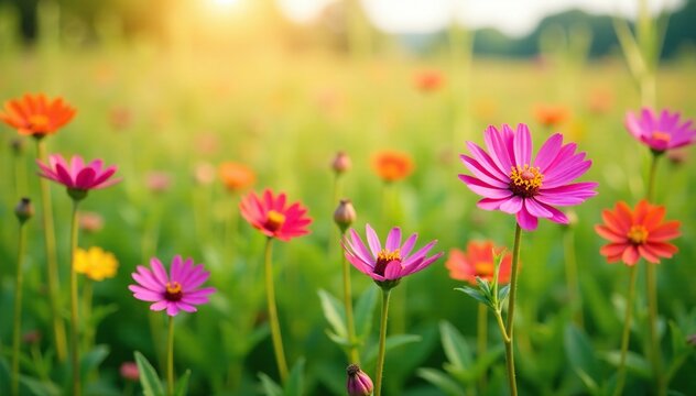 Thapsia villosa flowers blooming in a field of tall grasses, springtime blooms, flora, flower bloom