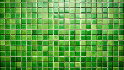 Fototapeta premium Retro Green Tile Grid Pattern Background - Panoramic Vintage Texture