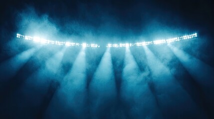 Obraz premium Stadium Lights Illuminate Smoky Arena Scene