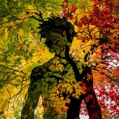 Silhouette of Seasons Soul Intertwined with the Seasons