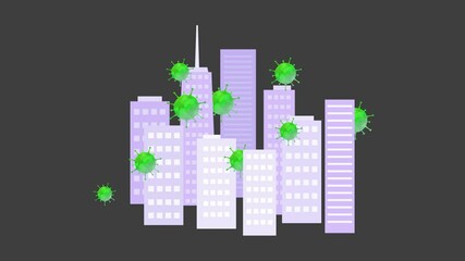Virus cells are spreading in the city. Loop animation without background. - Powered by Adobe