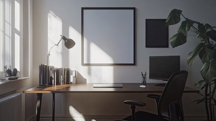 Modern Home Office Workspace With Sunlight Streaming In