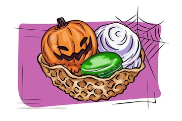 Pumpkin spice flavored food and drinks vector horizontal banner design. Autumn seasonal cartoon illustration cafe, Halloween Witch Club SVG Sublimation T shirt Design