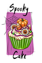 Retro groovy style coffee characters. A set of cute halloween mascots for cafe, bakery, restaurant. Vector illustration.