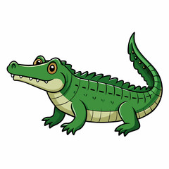 Illustration of an Alligator, colorful green Crocodile - Vector Illustration