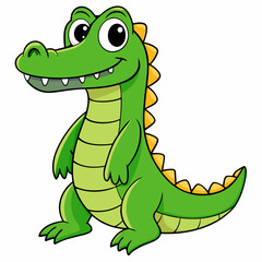 Obraz premium Illustration of an Alligator, colorful green Crocodile - Vector Illustration
