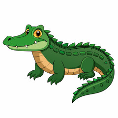 Illustration of an Alligator, colorful green Crocodile - Vector Illustration