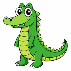 Illustration of an Alligator, colorful green Crocodile - Vector Illustration