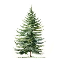 Obraz premium Solitary Snowy Spruce Minimalist Watercolor Painting Artwork