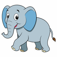 Fototapeta premium Vector illustration of a Walking Elephant on a White Background - Vector Art