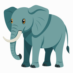 Vector illustration  of a Walking Elephant on a White Background - Vector Art