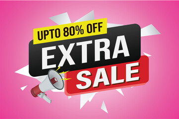 extra sale word mega phone concept vector illustration and 3d style, landing page, template, ui, web, mobile app, poster, banner, flyer, background, gift card, coupon, label, wallpaper

