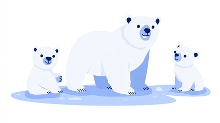 Fototapeta premium Polar Bear Family on Melting Arctic Ice