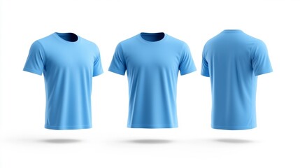 Naklejka premium Aqua Blue T-shirt 3D Render Isolated on White. Generative AI