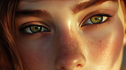 Fototapeta premium A stunning close-up of a woman's face with subtle makeup, highlighting her graceful features.