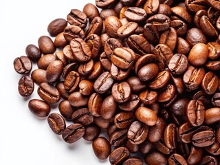 Obraz premium Roasted Coffee Beans Isolated on White Background - High-Resolution Stock Photo