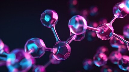 Futuristic holographic molecular structure, glowing neon gradients, details, sci-fi aesthetic, biotechnology visualization, medical research, educational materials, innovative technology concepts.