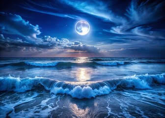 Naklejka premium Romantic Heart-Shaped Ocean Waves at Night - Stunning Coastal Photography