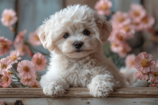 little puppy bichon-fraise white
