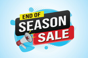 Season sale word mega phone concept vector illustration and 3d style, landing page, template, ui, web, mobile app, poster, banner, flyer, background, gift card, coupon, label, wallpaper

