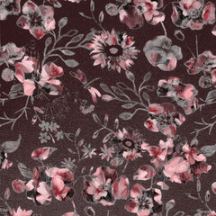 Hand-Drawn Seamless Pattern with Floral Elements
