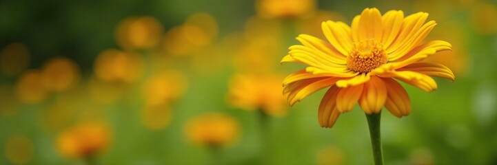 Calendula petals gently swaying in the breeze, herb, wildflower