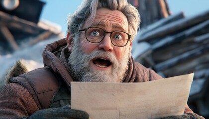 A heartwarming moment captures a dad reading a letter from his child, his face glowing with emotion and pride, symbolizing love and trust, family bonds, and the special connection between father and