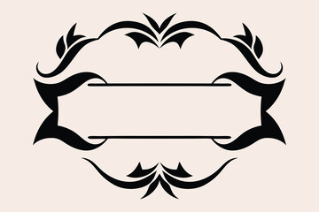 Decorative scroll Elegant frame with ribbon banner, blank space writing for text calligraphy lettering Header frame Vintage Ribbon, Filigree Ornate border menu ornaments design Elements

