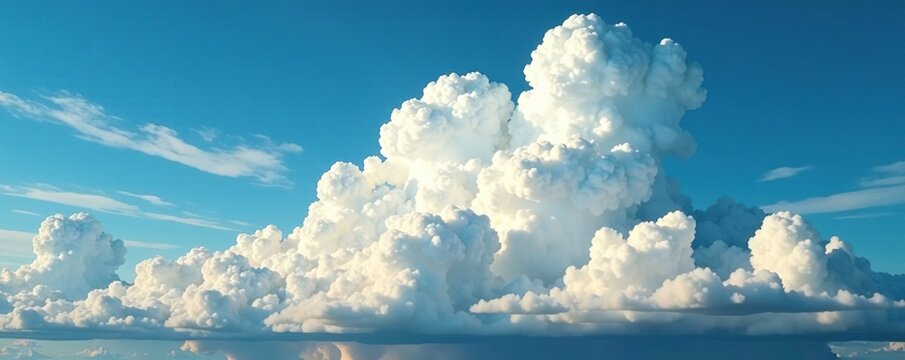 Cirrus clouds are swept up in the wind and collide with cumulus clouds that form towering cumulonimbus , cumulonimbus, stormy