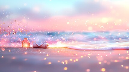 Magical Beach Message in a Bottle - Pastel colors