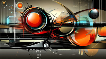 Obraz premium Abstract geometric chaos with vibrant colors