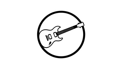 Guitar music logo icon on white background. Generative AI