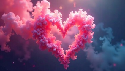 Naklejka premium Ethereal smoke swirls into a delicate heart shape, atmospheric, dreamy