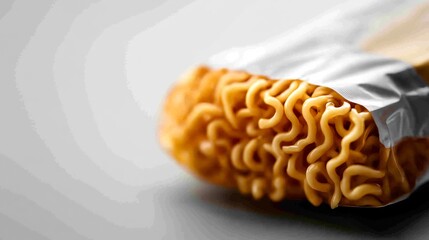 Close-up of Instant Noodles in a Package, Ready to Cook